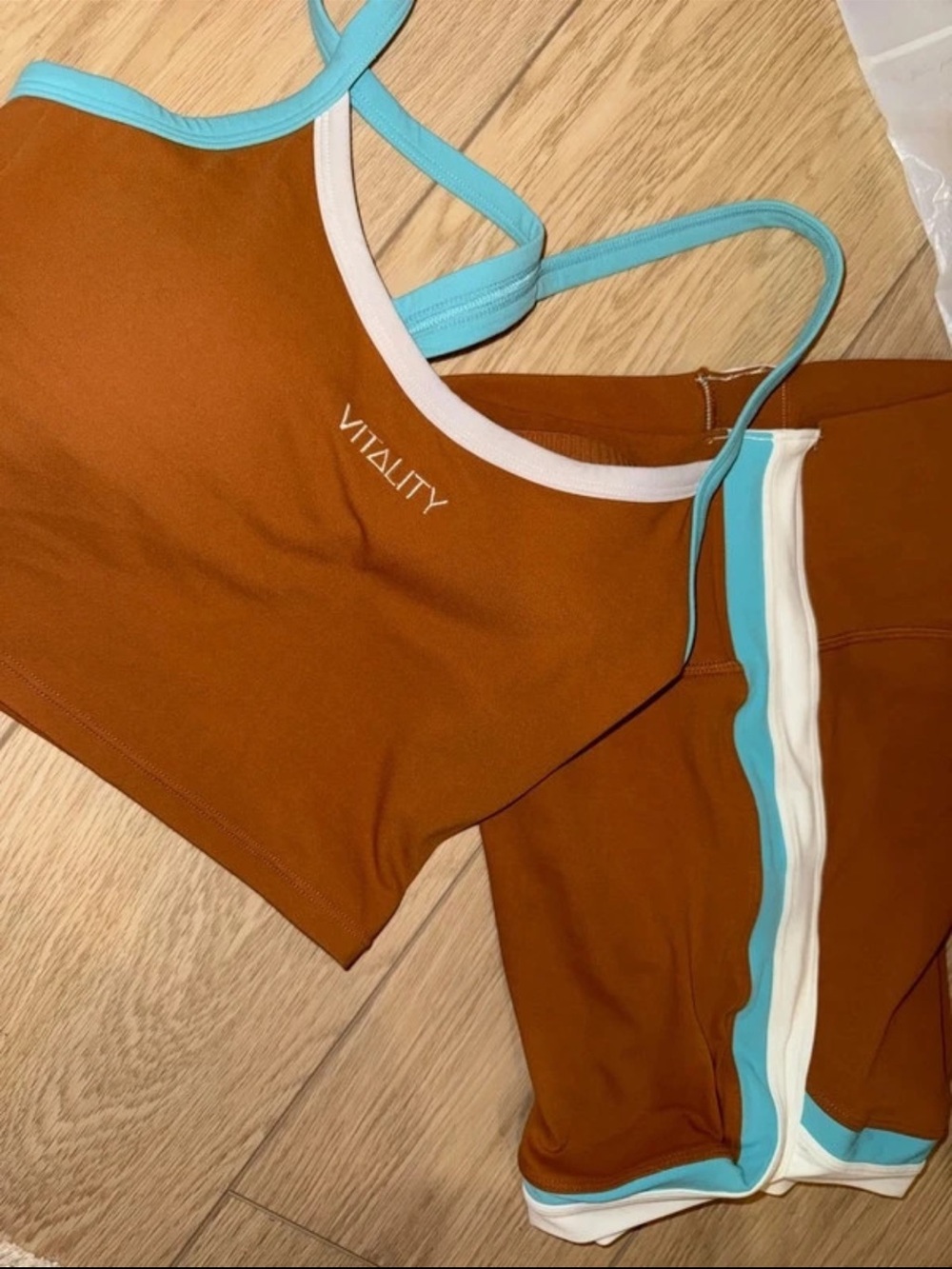 Vitality cloud II toffee contrast Women's Brown Athletic set with Aqua Trim - Picture 5 of 8